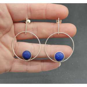 Zilveren oorbellen met ronde Lapis Lazuli