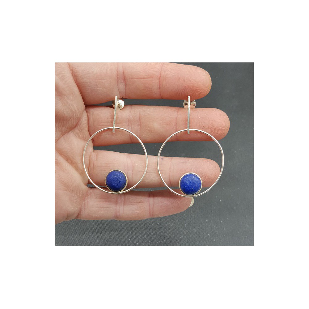 Silver earrings with round Lapis Lazuli