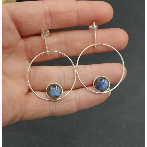Silver earrings with round Labradorite