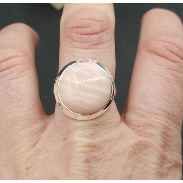 Silber ring set mit Runden rosa Opal 18,5 mm