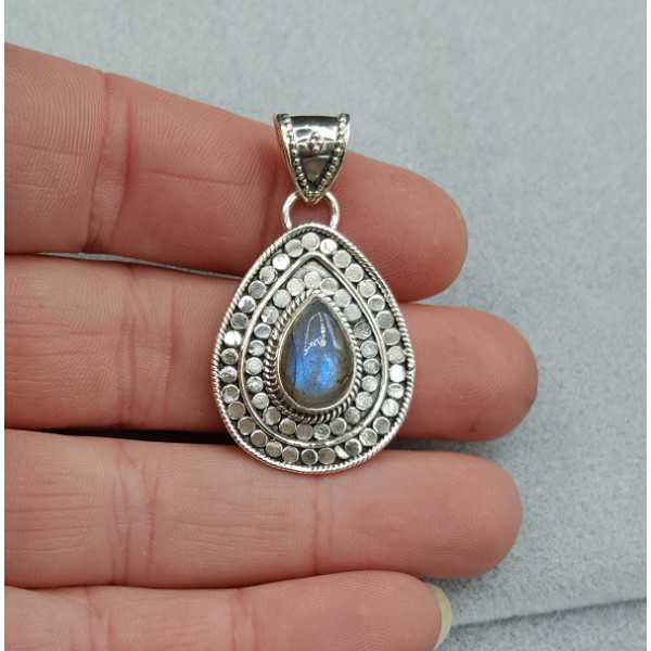 Silver pendant made with teardrop Labradorite