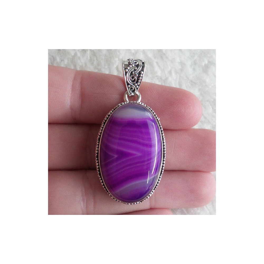 Silver pendant purple / pink Botswana in any setting 