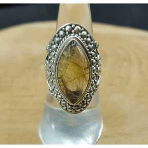 Silber ring mit marquise golden Rutielkwarts 17 mm