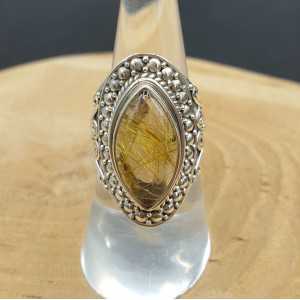 Silber ring mit marquise golden Rutielkwarts 17 mm
