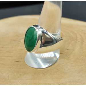 Silver ring set with Emerald 20 mm