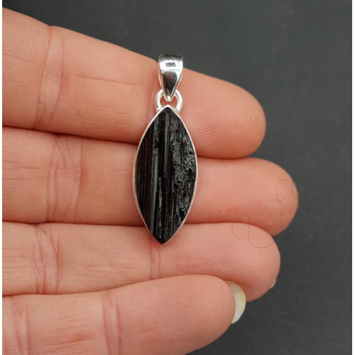 Zilveren hanger marquise ruwe Toermalijn