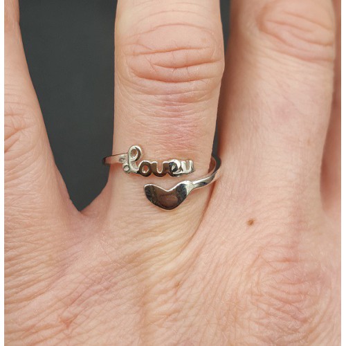 Zilveren ring love verstelbaar