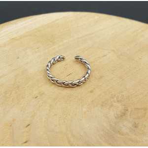 Zilveren schakel ring verstelbaar