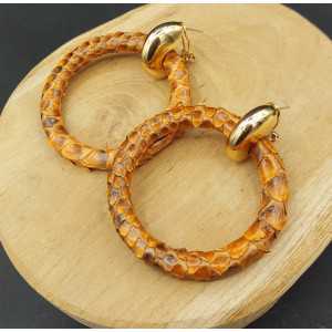 Creoles with light brown ring of Snakeskin
