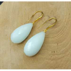 Gold plated earrings with white Chalcedony drop