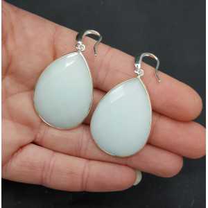 Silver earrings with big white Chalcedony 