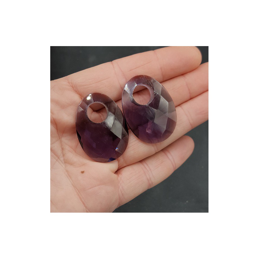 Creool hanger set met ovale Amethist quartz