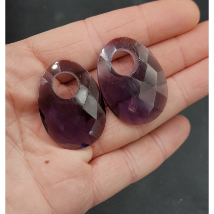 Creool hanger set met ovale Amethist quartz