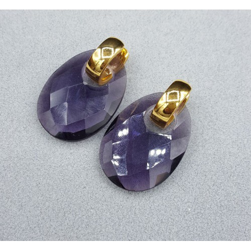 Creolen met ovale Amethist quartz hanger