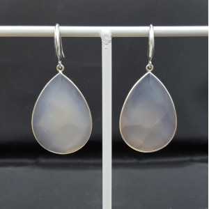 Silver earrings with grey Chalcedony