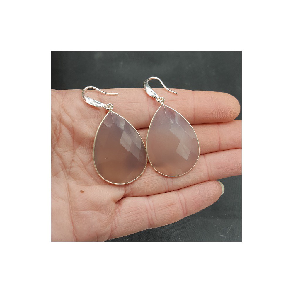 Silver earrings with grey Chalcedony