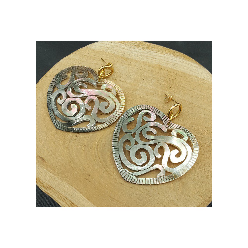 Oorbellen met hart hanger van schelp