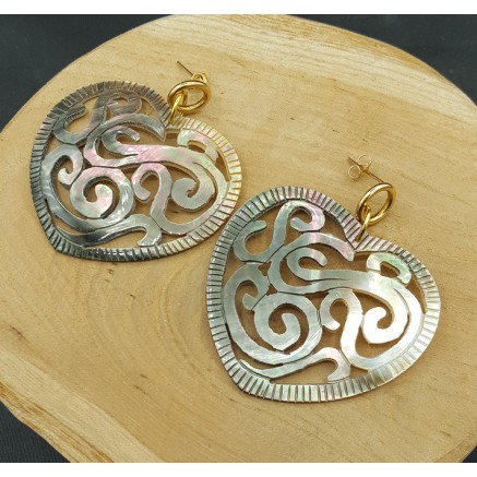 Oorbellen met hart hanger van schelp