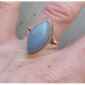 Zilveren ring gezet met marquise blauw Opaal 18 mm