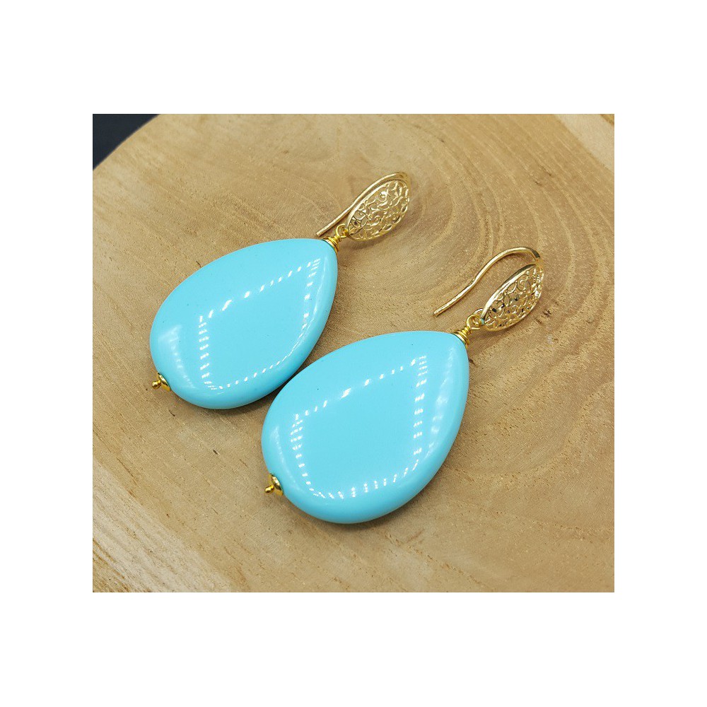 Earrings with large Turquoise briolet