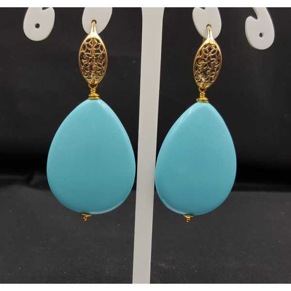 Earrings with large Turquoise briolet