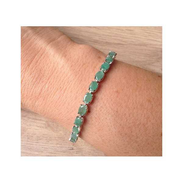Silver bracelet set with Emerald and d 