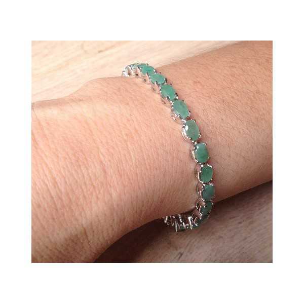 Silver bracelet set with Emerald and d 