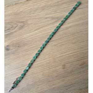 Zilveren armband gezet met Emerald en schuifslot 