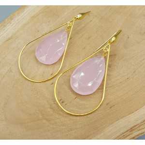 Gold plated earrings with pink Chalcedony briolet