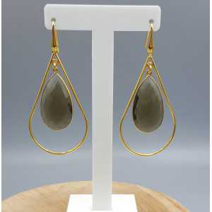Gold plated earrings with Smokey Topaz