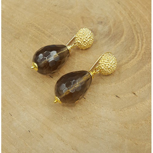 Oorbellen met Smokey Topaas briolet