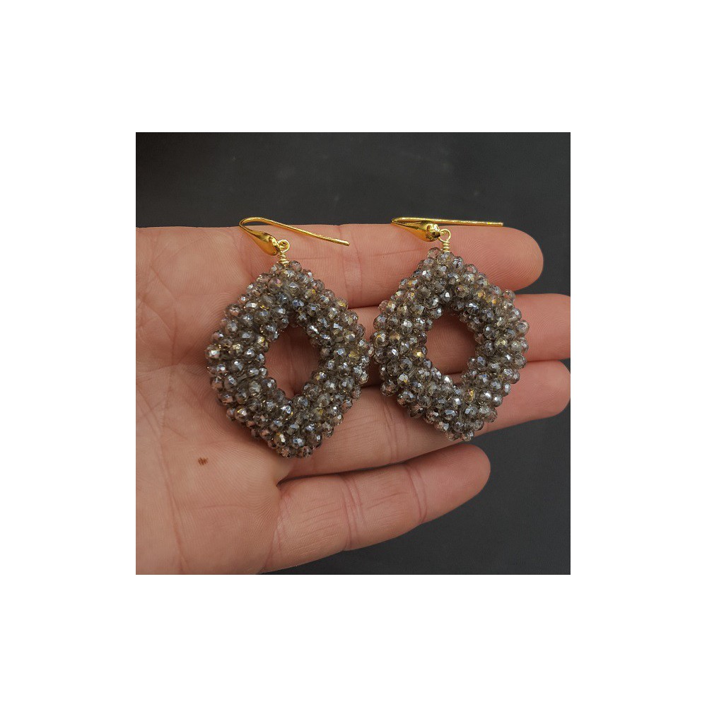 Gold plated blackberry earrings with black diamond crystals