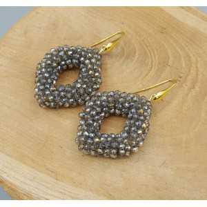 Gold plated blackberry earrings with black diamond crystals