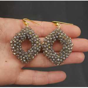 Gold plated blackberry earrings with black diamond crystals