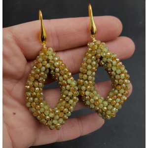 Gold plated blackberry earrings green gold crystals