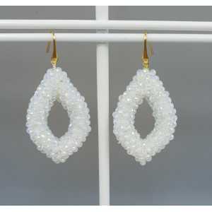 Gold plated blackberry earrings white crystals