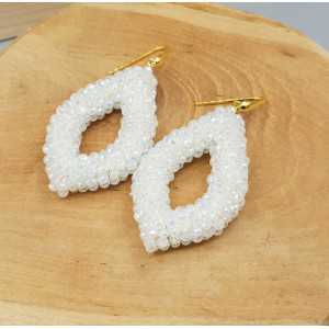 Gold plated blackberry earrings white crystals