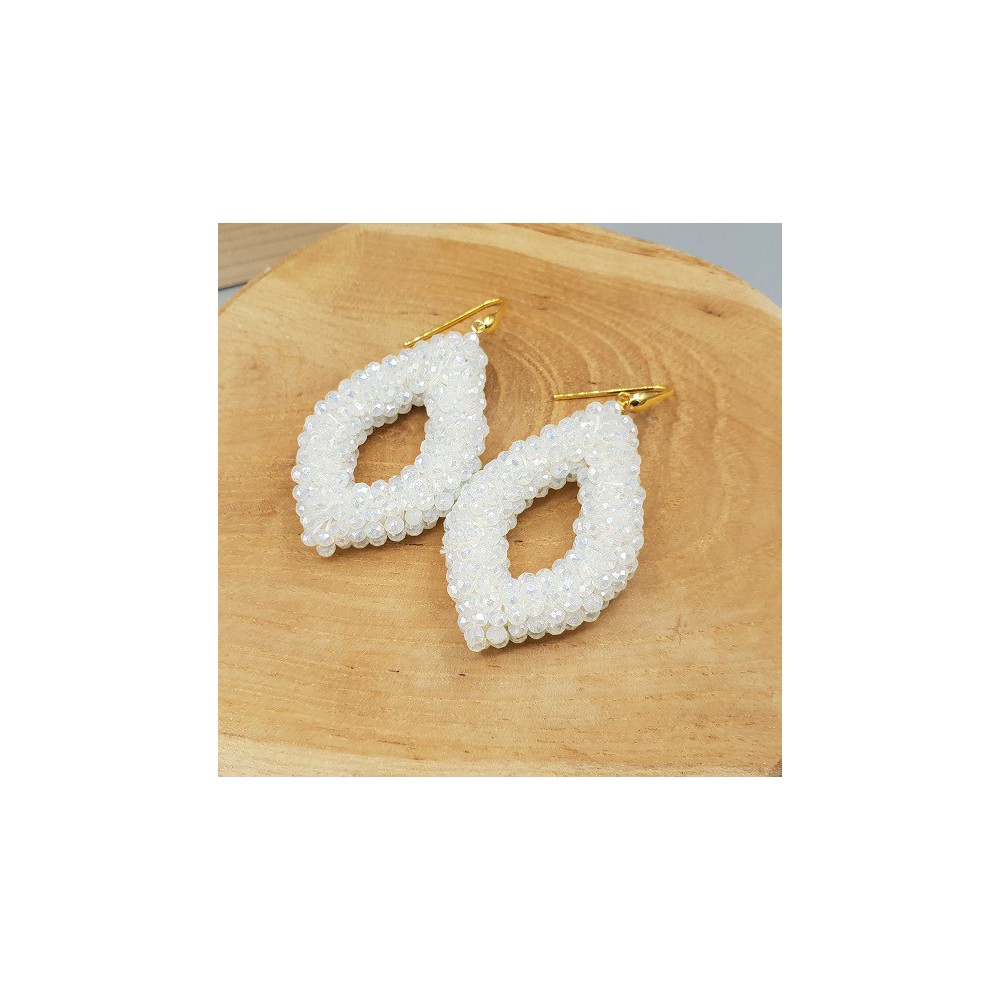 Gold plated blackberry earrings white crystals