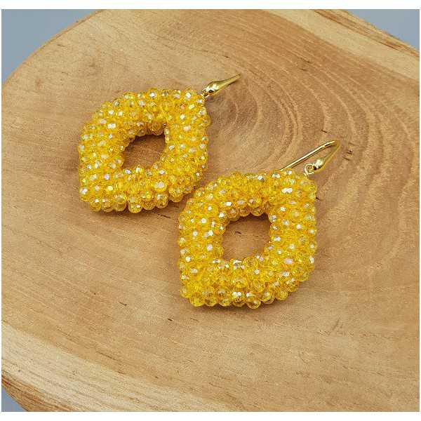 Gold plated blackberry earrings yellow crystals