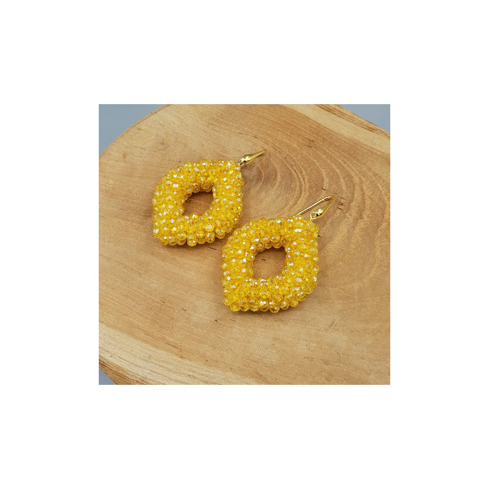 Gold plated blackberry earrings yellow crystals