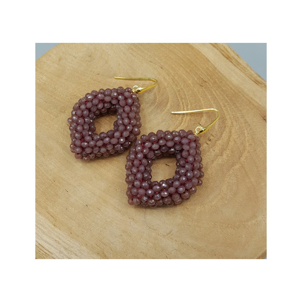 Gold plated blackberry earrings purple crystals