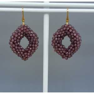 Gold plated blackberry earrings purple crystals