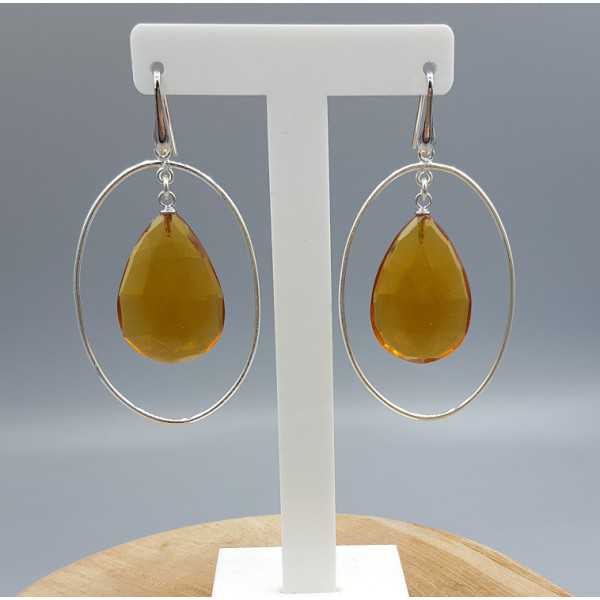 Silver earrings with Citrine quartz drop