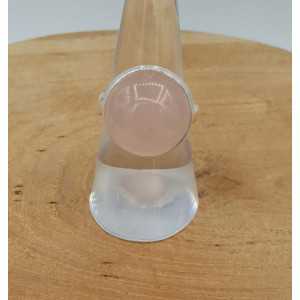 Silber ring set mit einem Runden cabochon rose quartz 17.7 mm