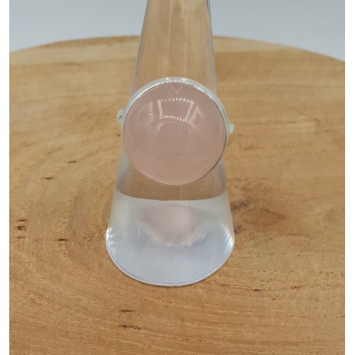 Zilveren ring gezet met ronde cabochon Rozenkwarts 17.7 mm