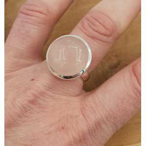 Silber ring set mit einem Runden cabochon Rosenquarz 18 mm