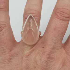 Silver ring with oval cabochon rose quartz to 17 mm
