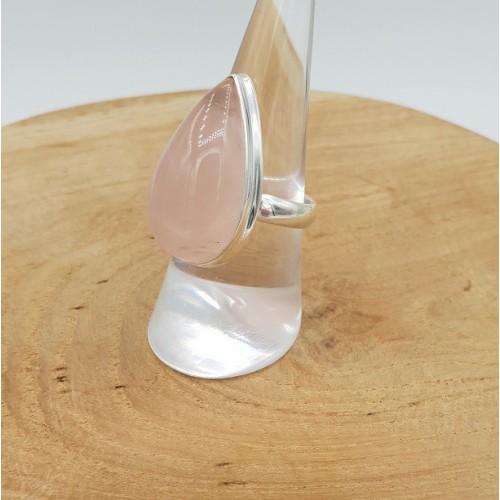 Zilveren ring met druppelvormige cabochon Rozenkwarts 17 mm