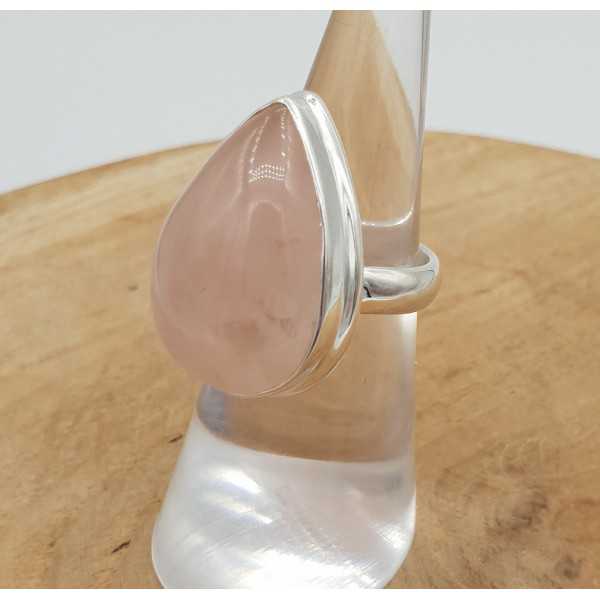 Silber ring set mit ovalen cabochon rose quartz, 17 mm
