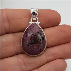 Silver pendant with drop-shaped cabochon Eudialiet